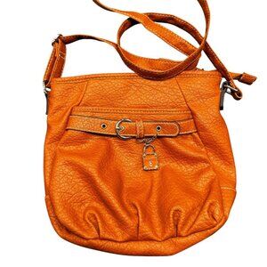 Vintage Fossil Orange Leather Crossbody Bag